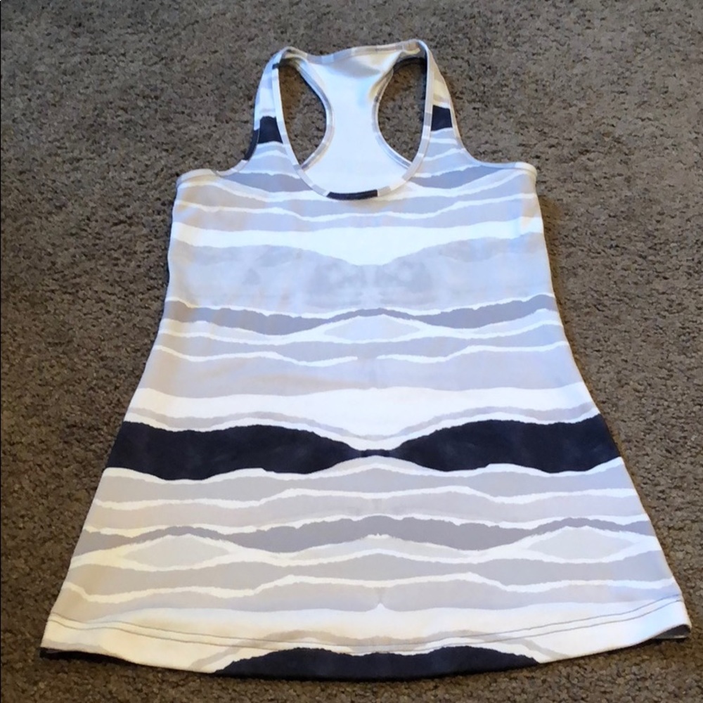 Navy, grey + white stripe tank top